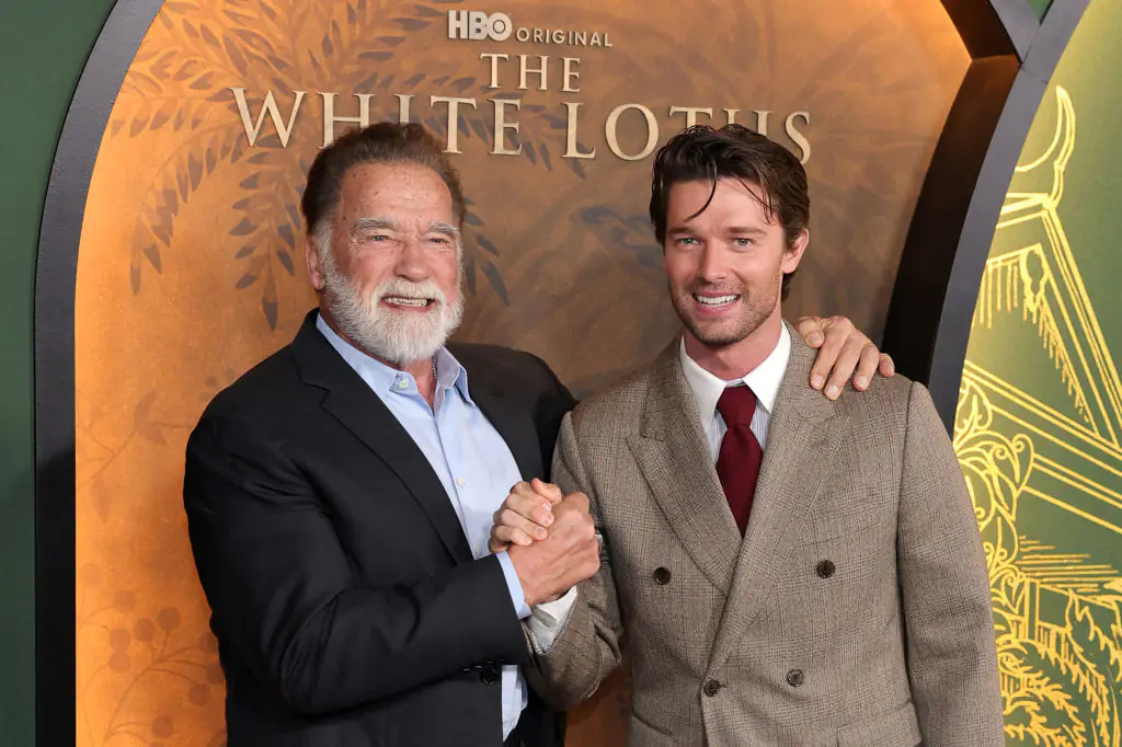 Arnold Schwarzenegger supported his son Patrick. Credit: Maya Dehlin Spach/WireImage/Getty Images