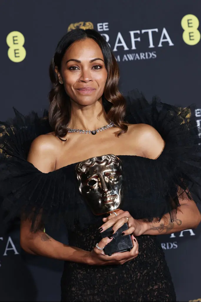 Saldana was understandably emotional with her big win. Credit:  Max Cisotti/Dave Benett/Getty Images