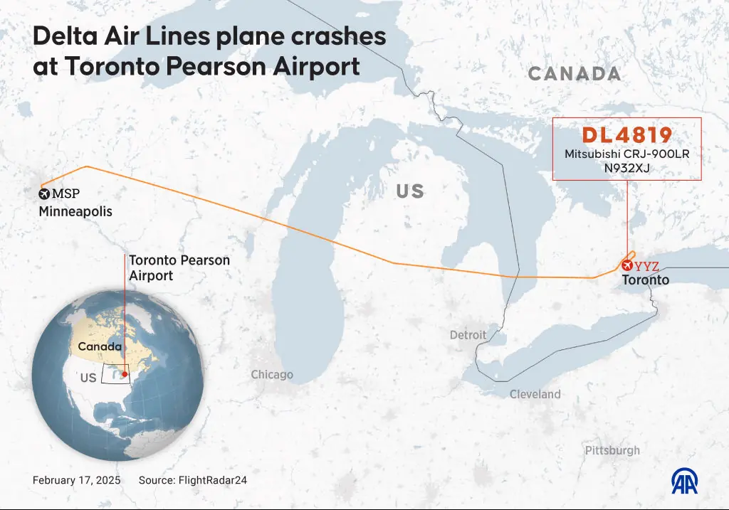 The flight path of Endeavor Flight 4819. Credit: Murat Usubali/Anadolu via Getty Images