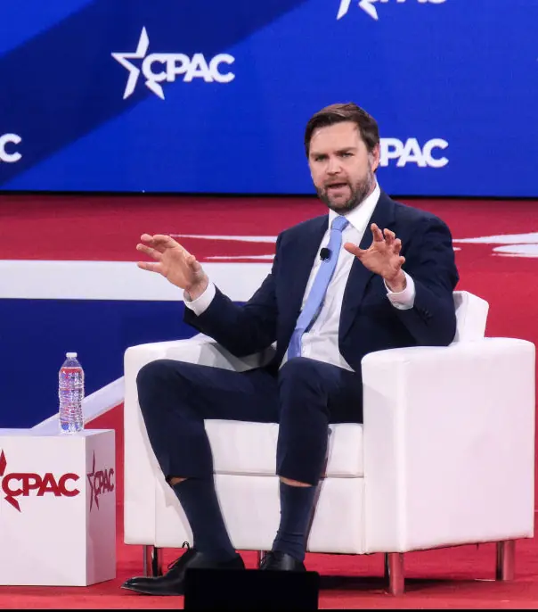 JD Vance has been mocked for his choice of trousers. Credit: Alex Wong / Staff