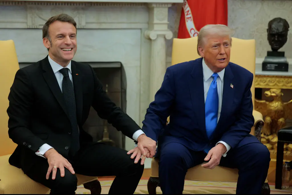 Viewers noticed Trump's brusied hands during his meeting with French President Emmanuel Macron. Credit: Chip Somodevilla / Getty