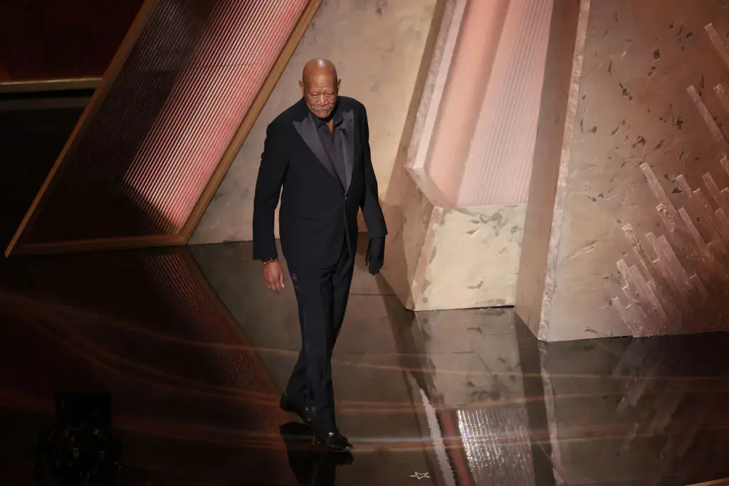 Freeman took to the stage wearing a single black glove on his left hand. Credit: Myung J. Chun / Getty