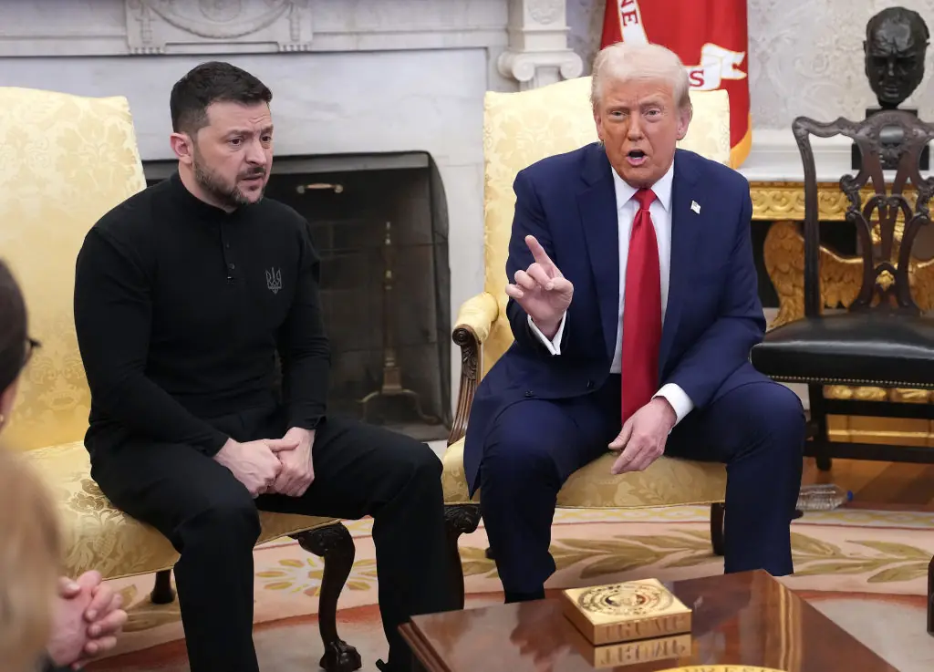President Donald Trump and Ukrainian President Volodymyr Zelensky in the Oval Office. Credit: Andrew Harnik/Getty Images