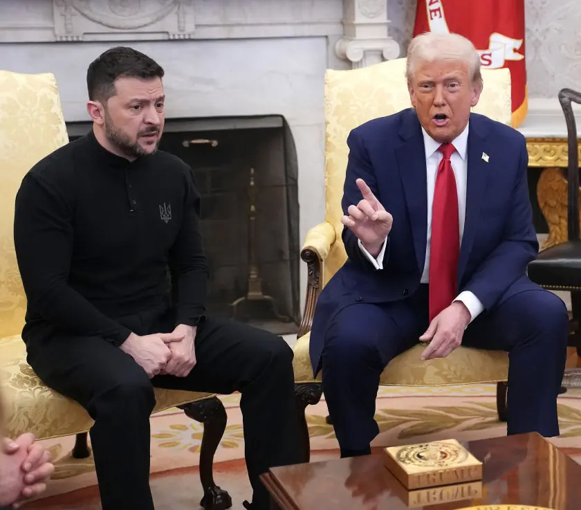 President Donald Trump and Ukrainian President Volodymyr Zelensky in the Oval Office. Credit: Andrew Harnik/Getty Images