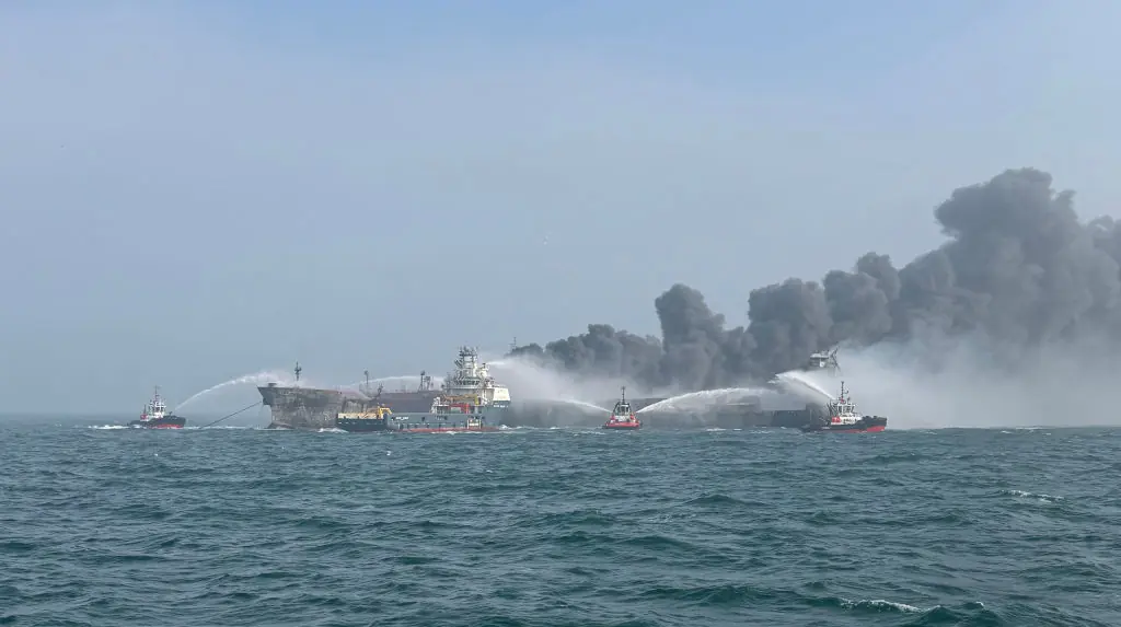 A collision between oil tanker MV Stena Immaculate and the cargo vessel MV Solong off the coast of the Humber Estuary took place on March 10. Credit: Getty Images