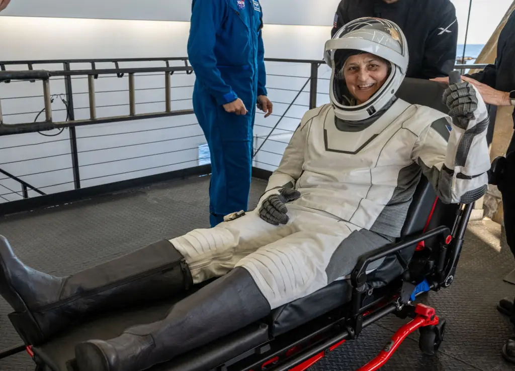 Suni Williams seen back on Earth. Credit: Keegan Barber/NASA via Getty Images