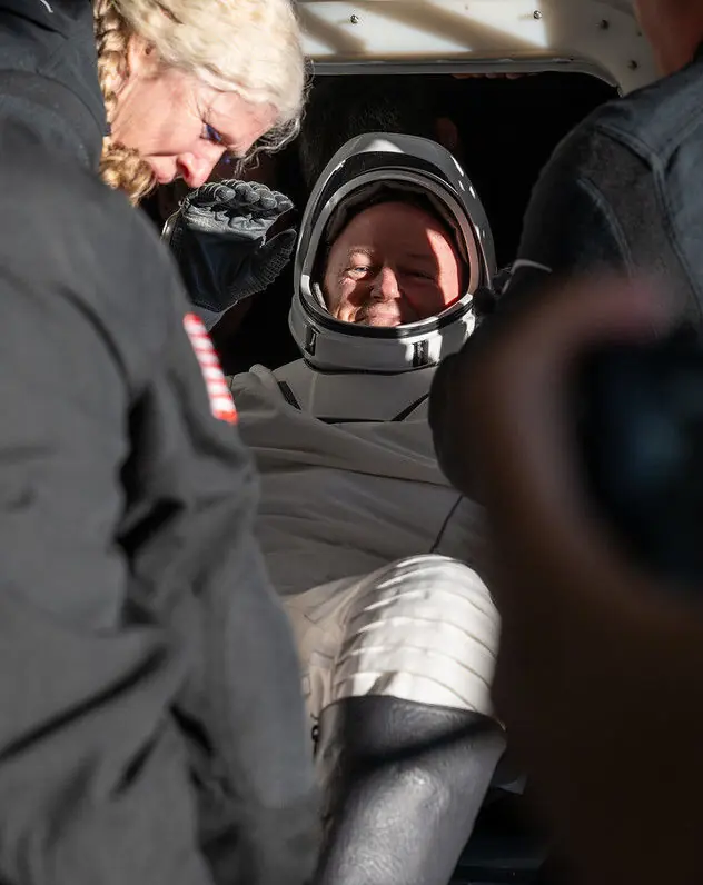 Butch Wilmore is helped out of the SpaceX Dragon spacecraft. Credit: NASA / Keegan Barber / Handout/Anadolu via Getty Images