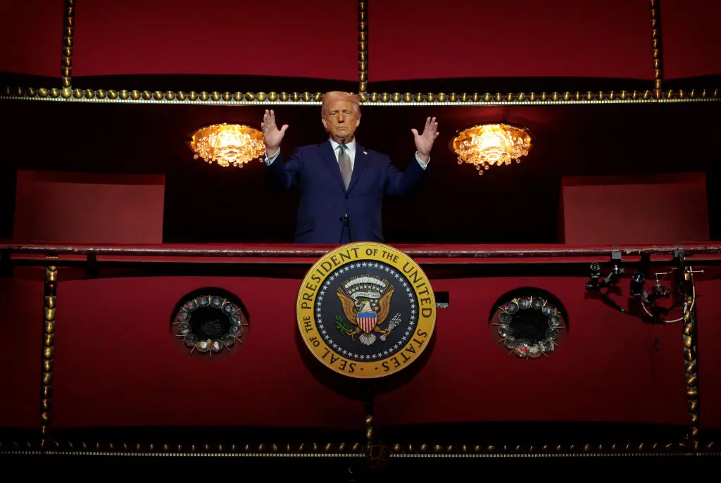 Trump he Presidential Box in the Opera House at the John F. Kennedy Center for the Performing Arts. Credit:	Chip Somodevilla / Getty