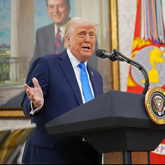 Trump was surprisingly cordial to his political opponent. Credit: Andrew Harnik / Getty