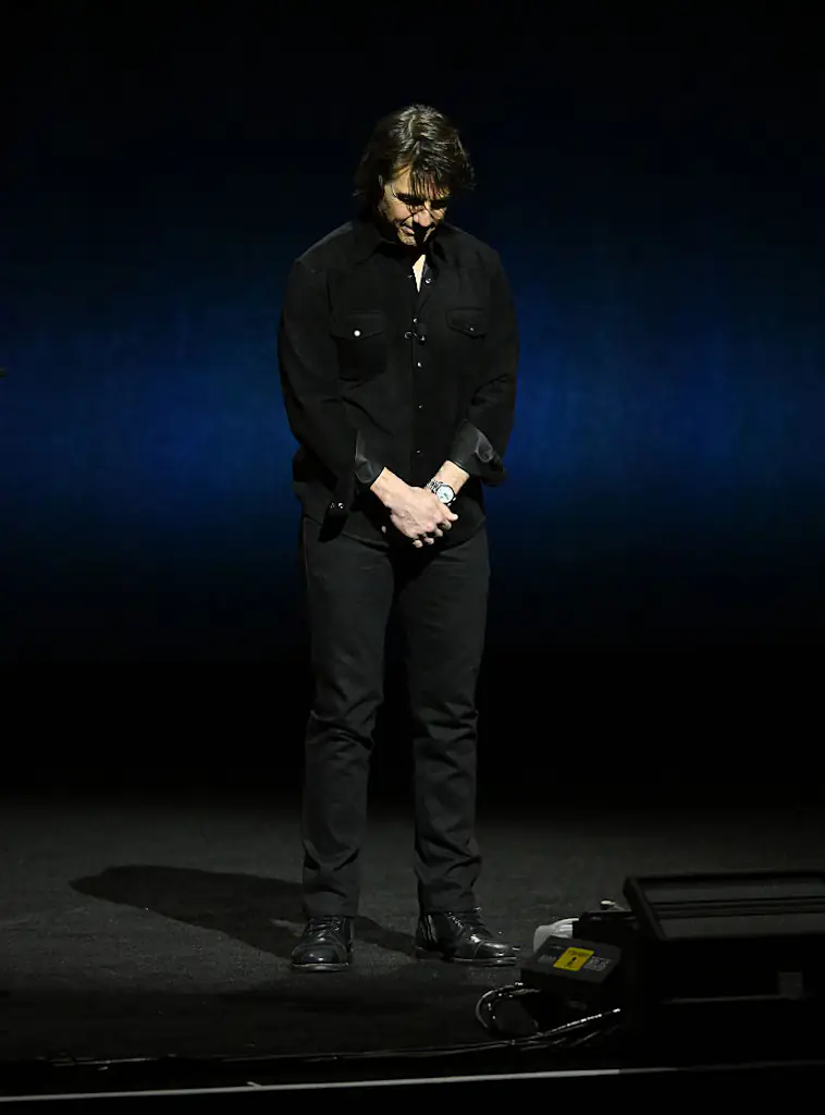 Tom Cruise led a moment of silence in honor of Val Kilmer at the Paramount Pictures Presentation. Credit: Gilbert Flores / Getty