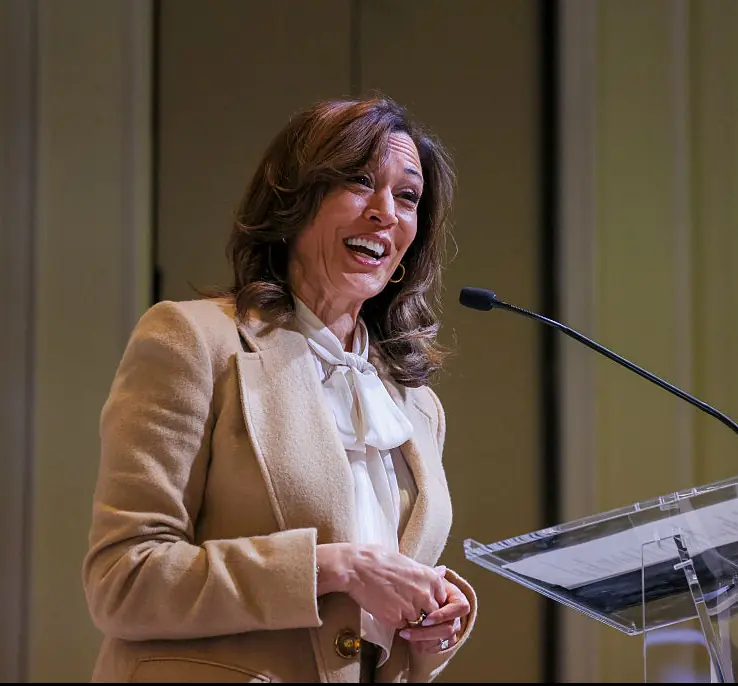 Harris says she's not going anywhere. Credit: Juliana Yamada / Los Angeles Times via Getty Images