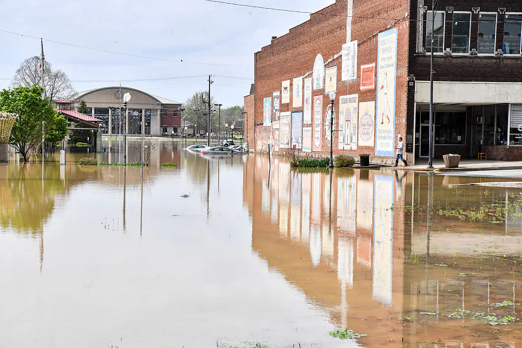 Deadly storms swept the central US, unleashing tornadoes, over a foot of rain, and severe flooding. Credit: Jason Davis / Getty