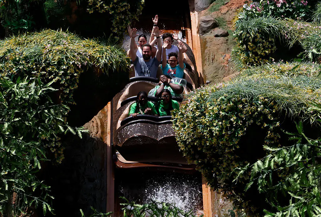 A 13-year-old boy got off a moving Disneyland ride and tumbled down its 50-foot waterfall. Credit: Gary Hershorn / Getty 