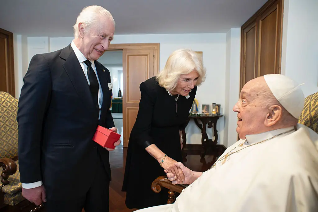 King Charles and Queen Camilla visited the Pope just days before his death. Credit: Vatican via Getty Images