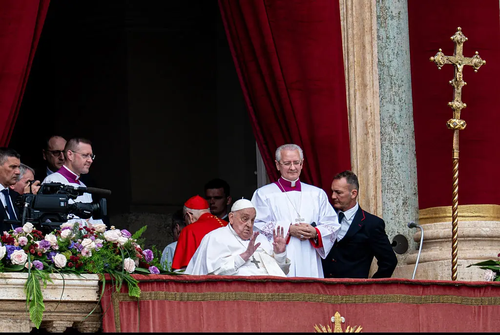 Pope Francis blessing crowds at the Vatican during his final appearance on Easter Sunday, hours before his death. Credit: Massimo Valicchia/NurPhoto via Getty Images
