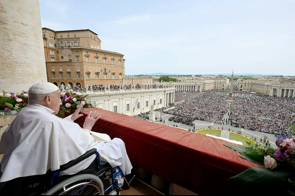 Thousands had gathered to witness what would be the Pope's final public appearance, just hours before he died. Credit: Vatican Media via Vatican Pool/Getty Images