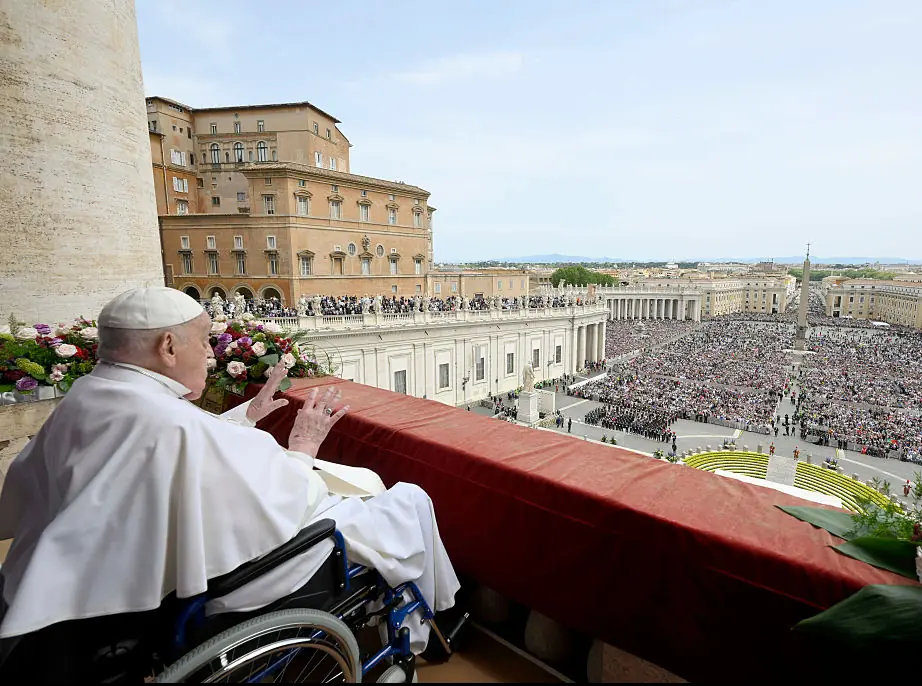 Thousands had gathered to witness what would be the Pope's final public appearance, just hours before he died. Credit: Vatican Media via Vatican Pool/Getty Images