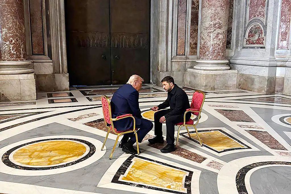 Trump and Zelenskyy had a meeting before the funeral. Credit: Handout / Getty