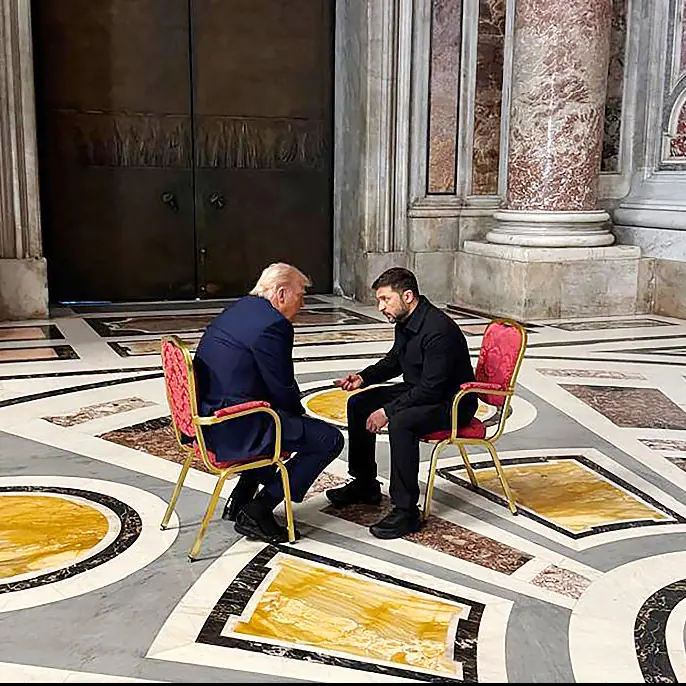 Trump and Zelenskyy had a meeting before the funeral. Credit: Handout / Getty