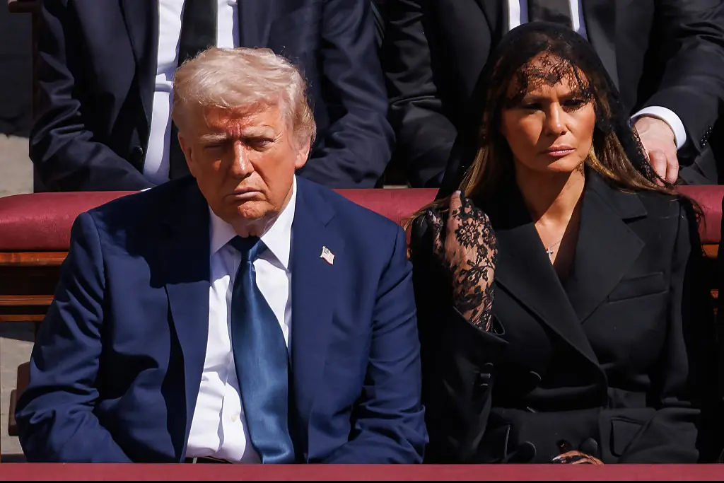 It would appear as if Melania gave her husband some guidance on the significant day. Credit: Dan Kitwood / Getty
