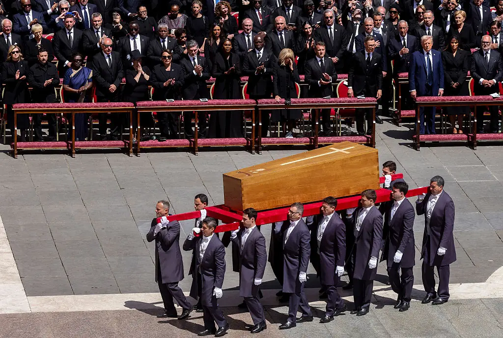World leaders look on at Pope Francis' funeral. Credit: Alessandra Benedetti - Corbis / Getty