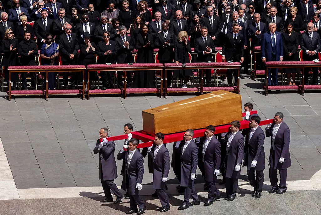 World leaders look on at Pope Francis' funeral. Credit: Alessandra Benedetti - Corbis / Getty