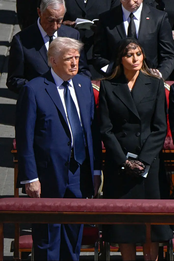 donald trump and melania  trump at pope francis' funeral. Credit: Europa Press News / Getty