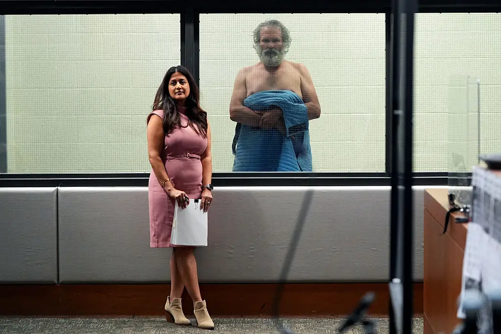 Jimmy Wayne Carwyle, right, appears during an arraignment next to attorney Toral Malik on May 8, 2025 in Los Angeles, California. Credit: Pool / Getty