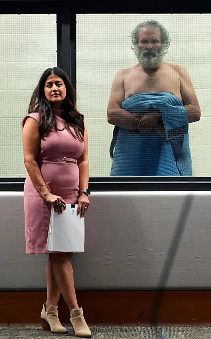 Jimmy Wayne Carwyle, right, appears during an arraignment next to attorney Toral Malik on May 8, 2025 in Los Angeles, California. Credit: Pool / Getty