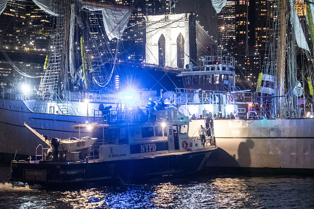Reports suggest sailors fell from the rigging as it hit the bridge. Credit: Stephanie Keith / Getty