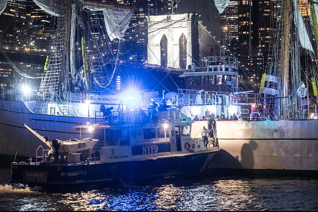 Reports suggest sailors fell from the rigging as it hit the bridge. Credit: Stephanie Keith / Getty