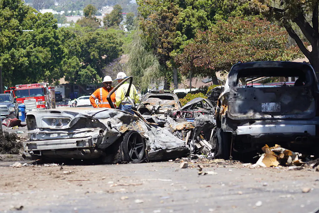A Cessna S550 crashed into a residential neighbourhood. Credit: Anadolu / Getty