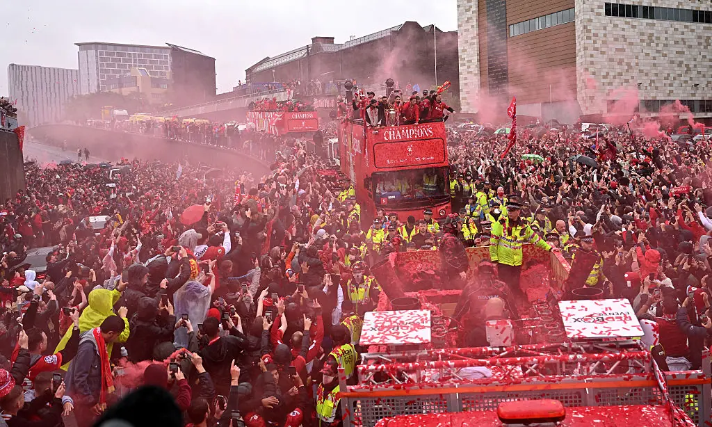 Fans flooded the streets of Liverpool for the celebration. Credit: Andrew Powell / Getty