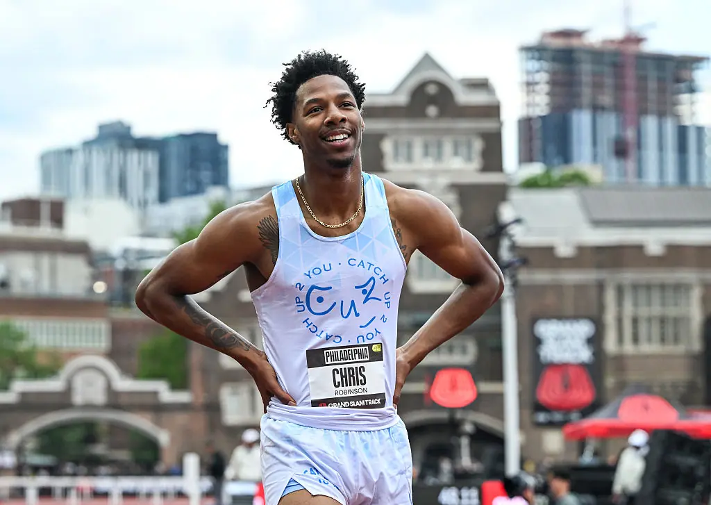 US sprinter suffers horrific wardrobe malfunction as manhood falls out of shorts during race