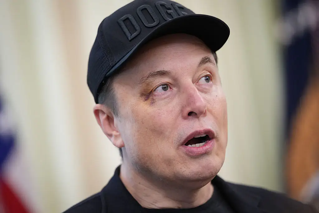 Elon Musk sparked concerns after appearing at the White House with a black eye. Credit: Kevin Dietsch / Getty