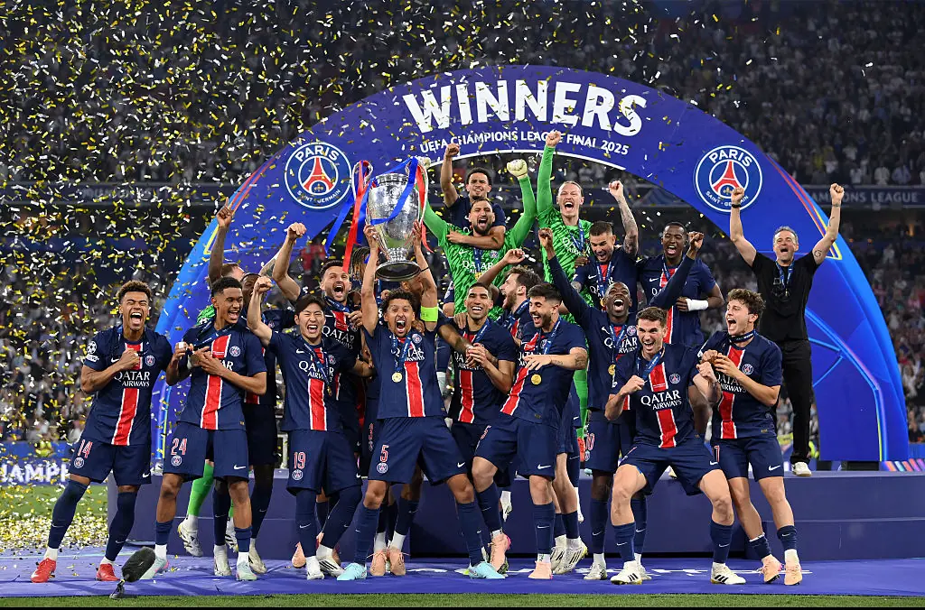 The interaction took place after PSG lifted the Champions League trophy. Credit: Justin Setterfield / Getty