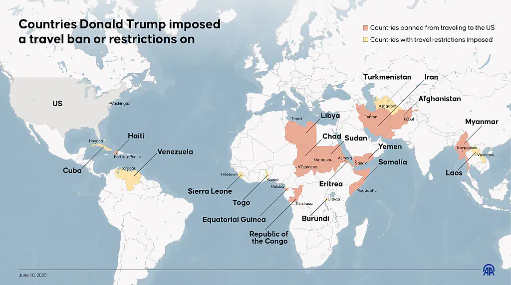 Countries Donald Trump imposed a travel ban or restrictions on. Credit: Anadolu / Getty