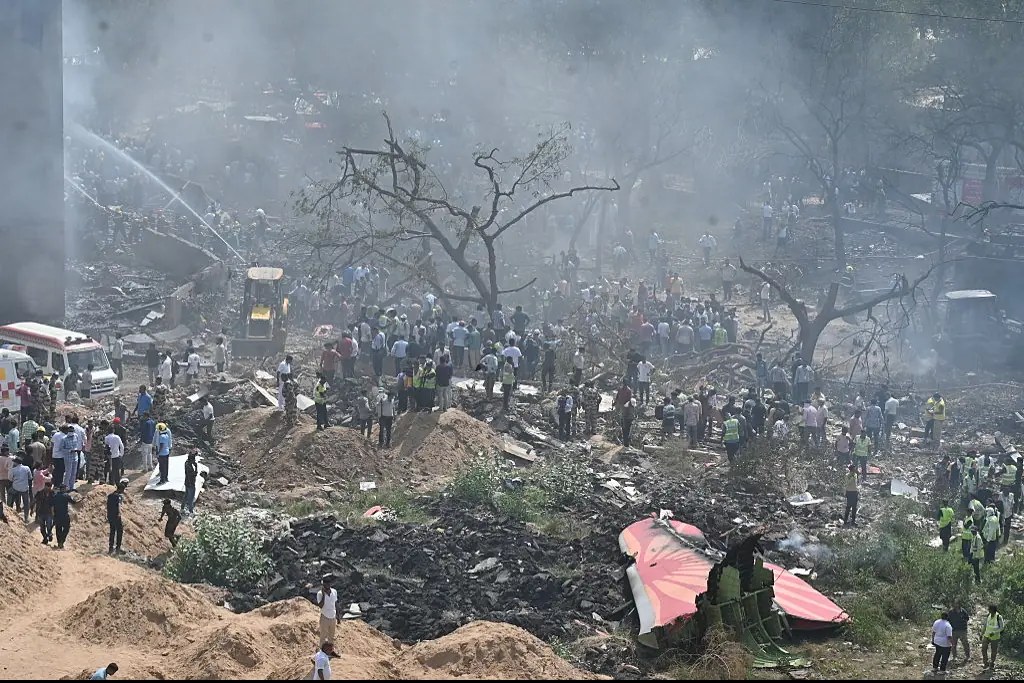  A view of the site where a plane crashed shortly after takeoff. Credit: Anadolu / Getty