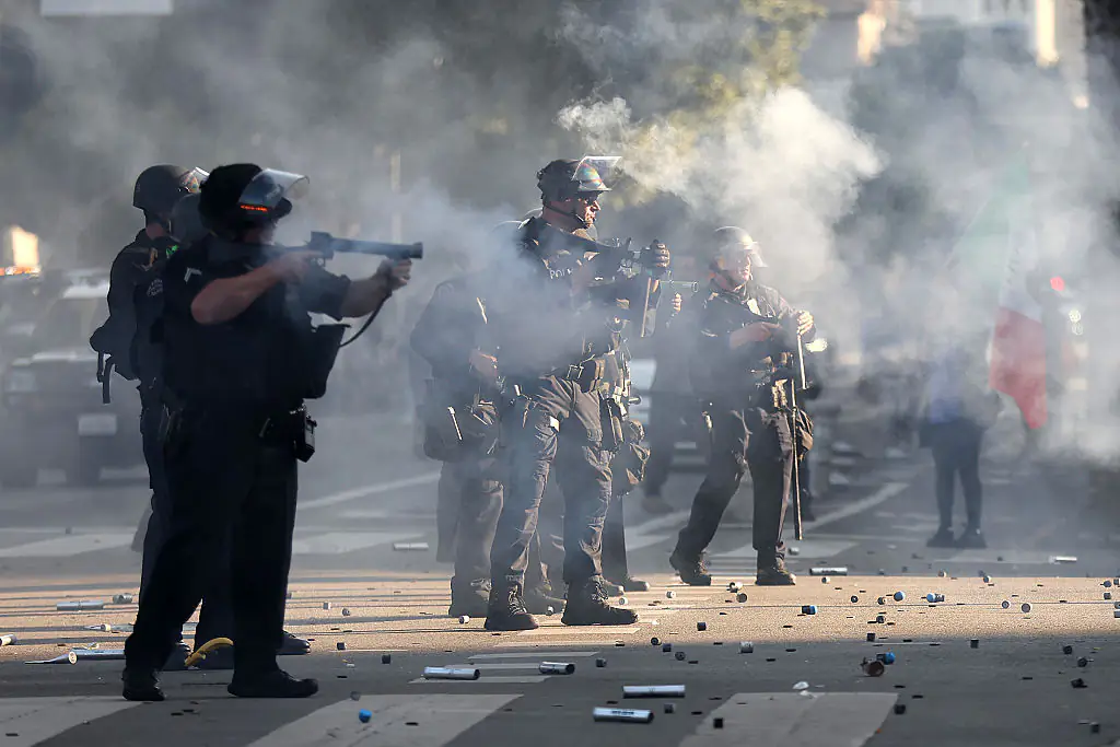 Reporter is shot by police in terrifying moment whilst filming violent LA riots
