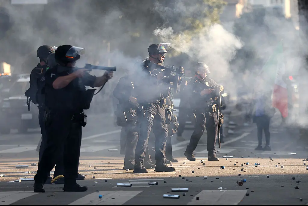 Reporter is shot by police in terrifying moment whilst filming violent LA riots
