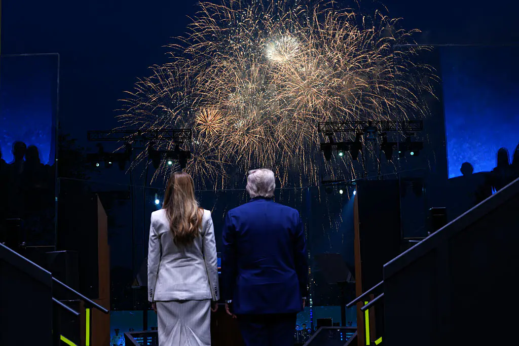 The POTUS and FLOTUS watch the celebrations unfold. Credit: Doug Mills - Pool/Getty Images