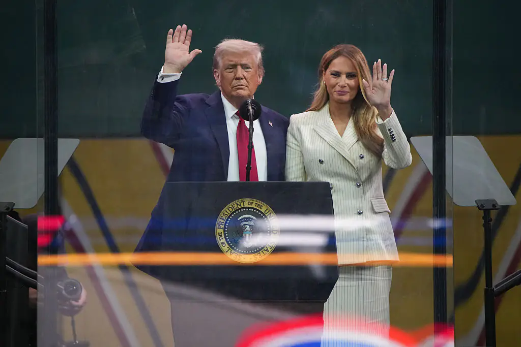 The First Lady's appearance caused a stir - once again - online. Credit: Andrew Harnik / Getty Images.