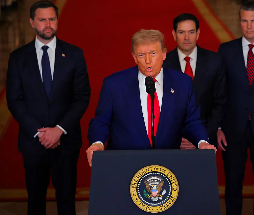 Trump addresses the nation following attacks on Iran nuclear facilities. Credit: Carlos Barria - Pool/Getty Images