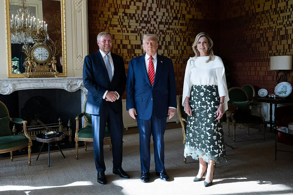 President Donald Trump met with the Dutch Queen Máxima and her husband, King Willem-Alexander. Credit: Brendan Smialowski - Pool / Getty Images.