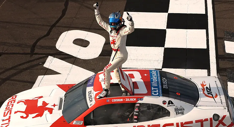 NASCAR driver breaks collarbone in horror fall while celebrating win