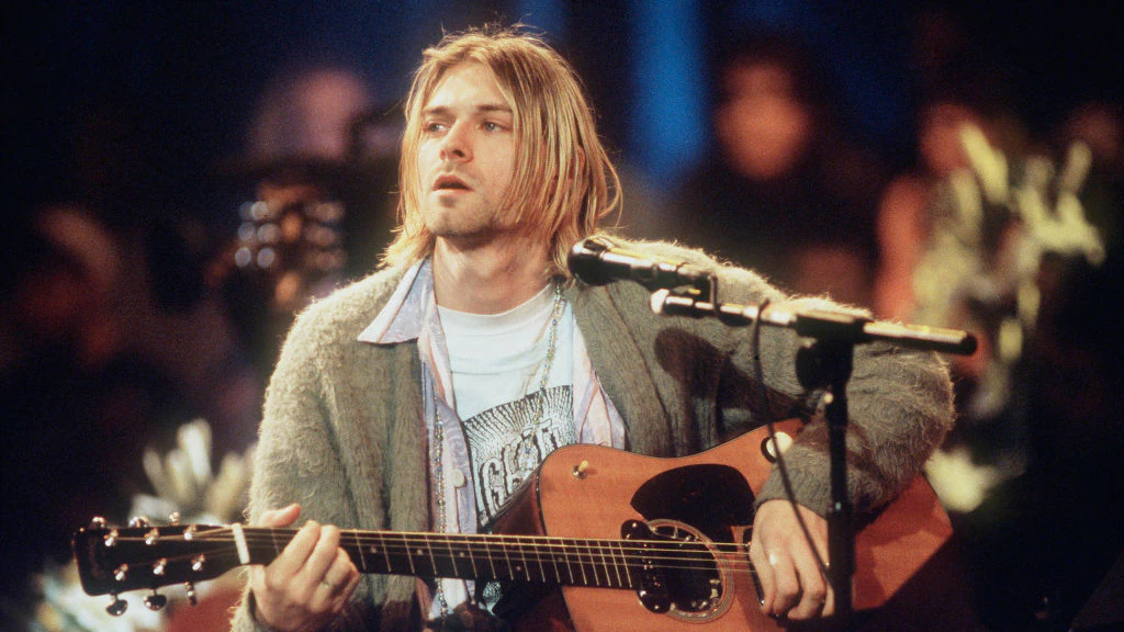 Kurt Cobain of Nirvana during the taping of MTV Unplugged at Sony Studios in New York City, 11/18/93. (Photo by Frank Micelotta/Getty Images) *** Special Rates Apply *** Call for Rates ***