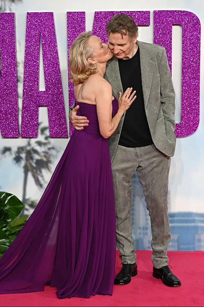 Pamela Anderson and Liam Neeson star together in Naked Gun. Credit: Jeff Spicer/Getty Images for Paramount Pictures