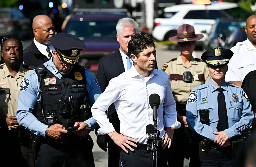Mayor Jacob Frey gave a heartfelt speech. Credit: Stephen Maturen / Getty