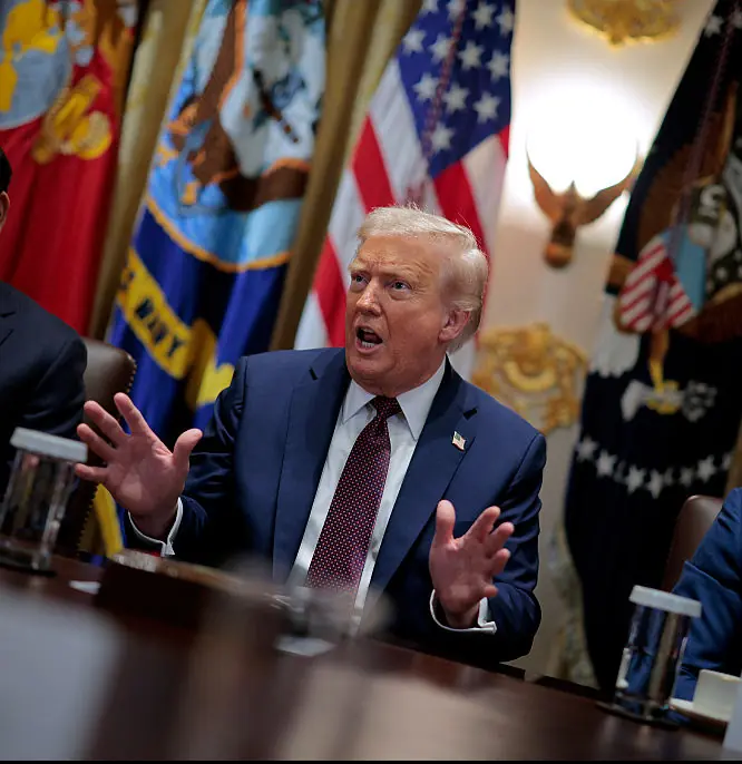 Secretary of State Marco Rubio, President Donald Trump, and Defense Secretary Pete Hegseth at a cabinet meeting at the White House on August 26. Credit: Chip Somodevilla / Getty Images.