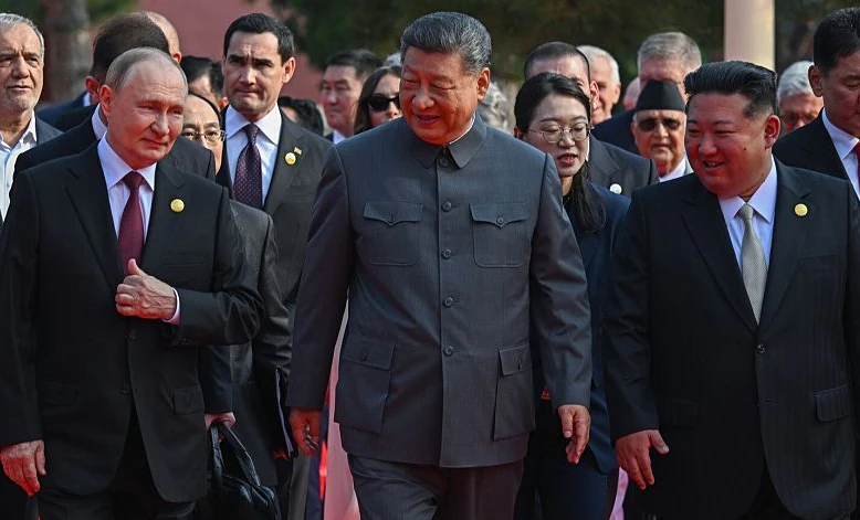 Trump makes huge accusation against Putin and Kim Jong Un as they meet at military parade in China